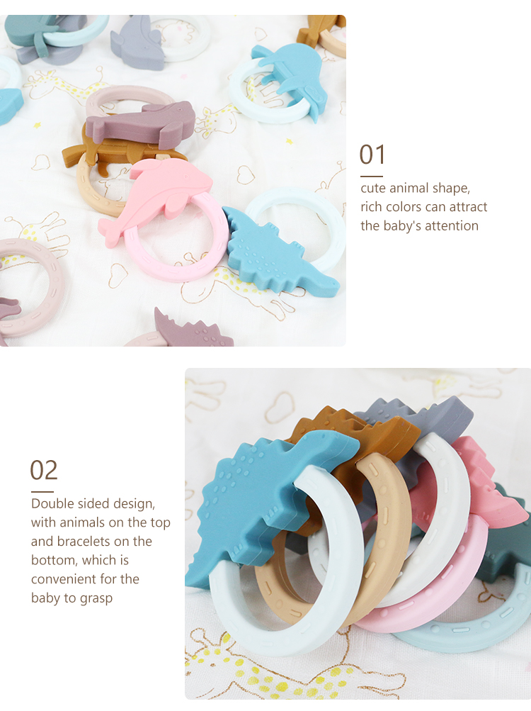 Colorful Silicone Baby Teether With Cartoon Animal Penguin Shape