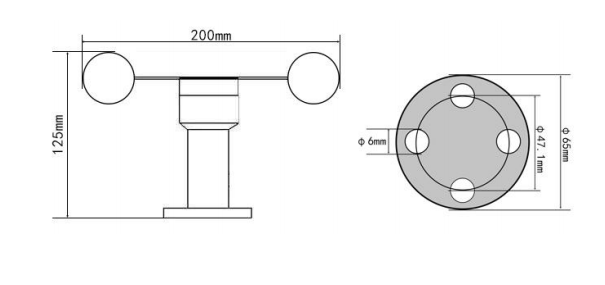 0-5V Output Anemometer Wind Speed Sensor with 5VDC Power Supply and Aluminum Alloy