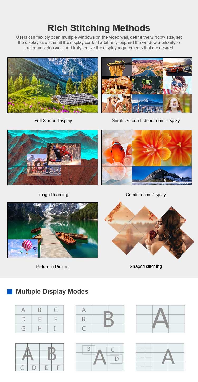49" LCD Video Wall 60HZ 600mm X 400mm 13.9KG Bezel Less Video Wall