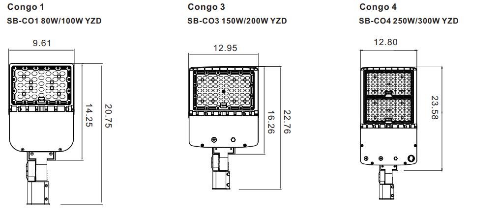 IP66 150w Led Parking Lot Lights Waterproof 100w 200w 250w 300w