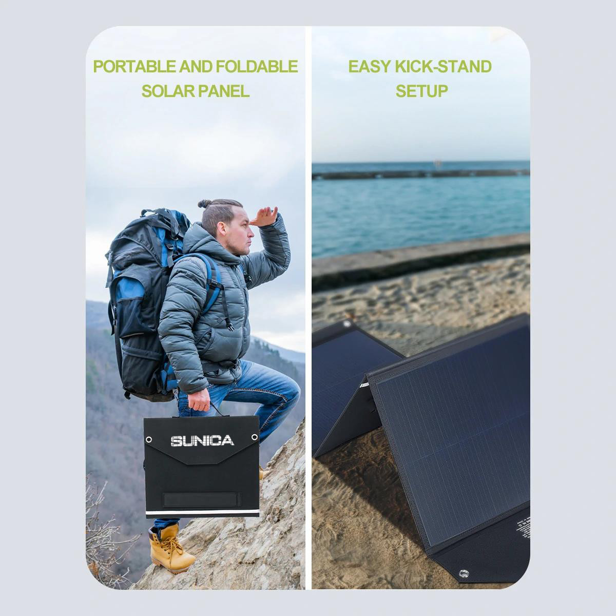 Portable Folding Solar Panel Outside Camping Solar Charger 100W 19V