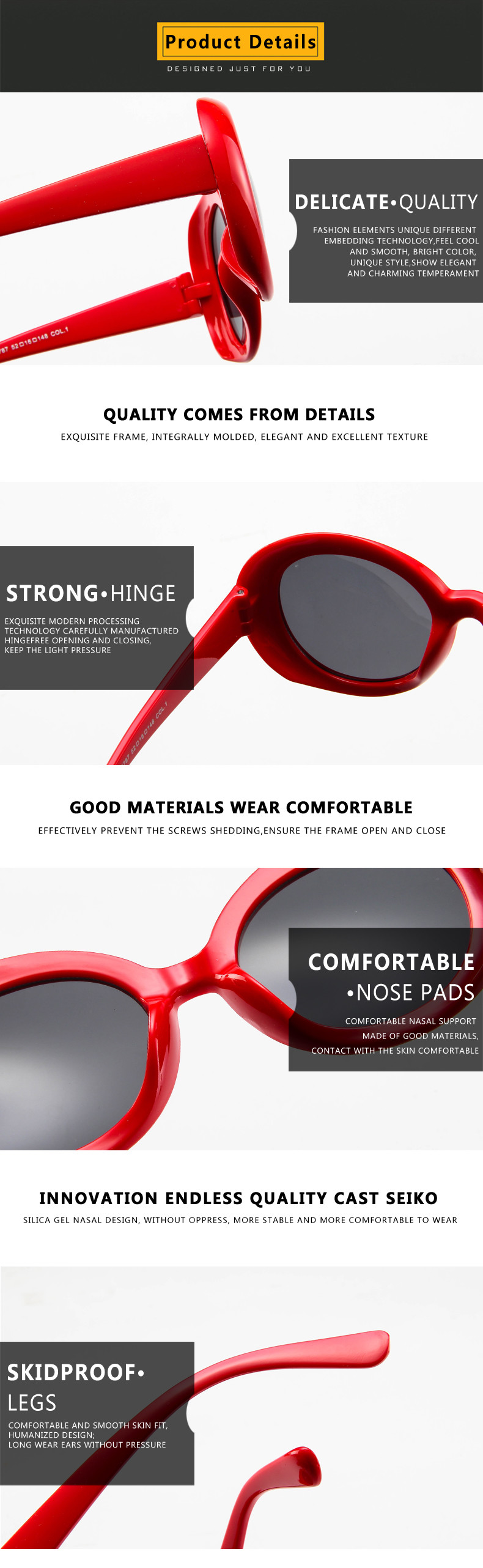Fashion 2020 BSCI 140MM Oval Shape Sunglasses Multi Color UV400 Promotion