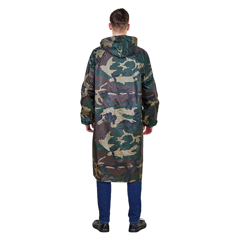 Single-Person S-XXXL Rubberized PVC/ Polyester Rainwear Hooded Rain Coat with Demand