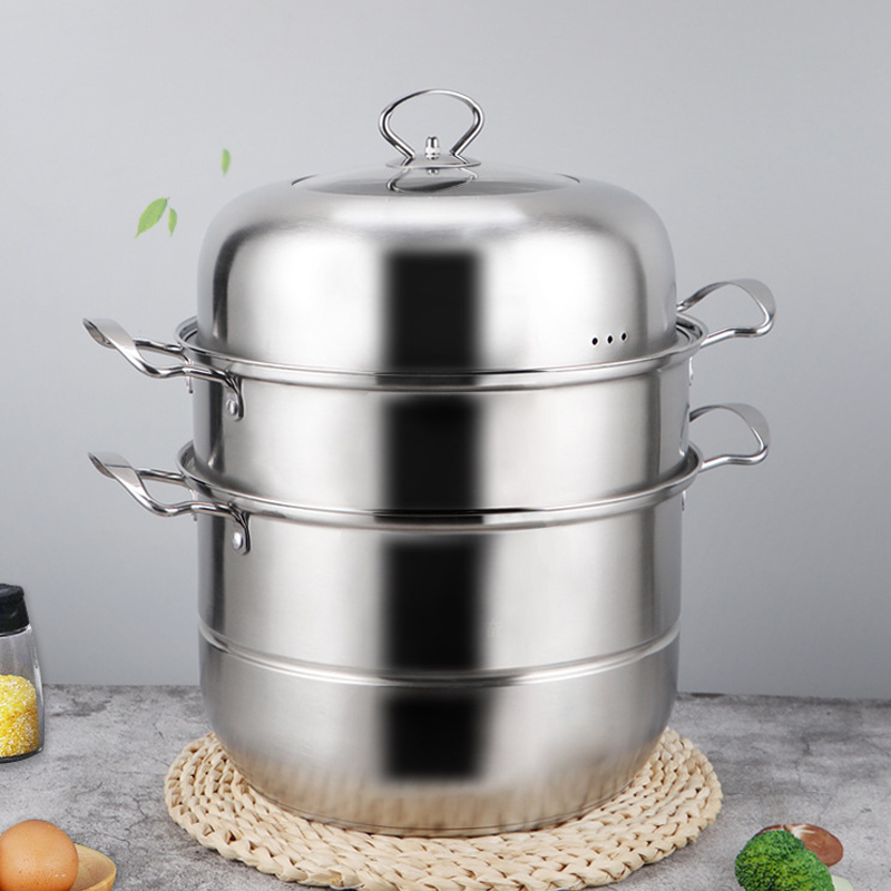 Good Quality Stainless Steel Mirror Polishing Cooking Steamer Induction Cookware Pot Steamer Pot With SS Handle