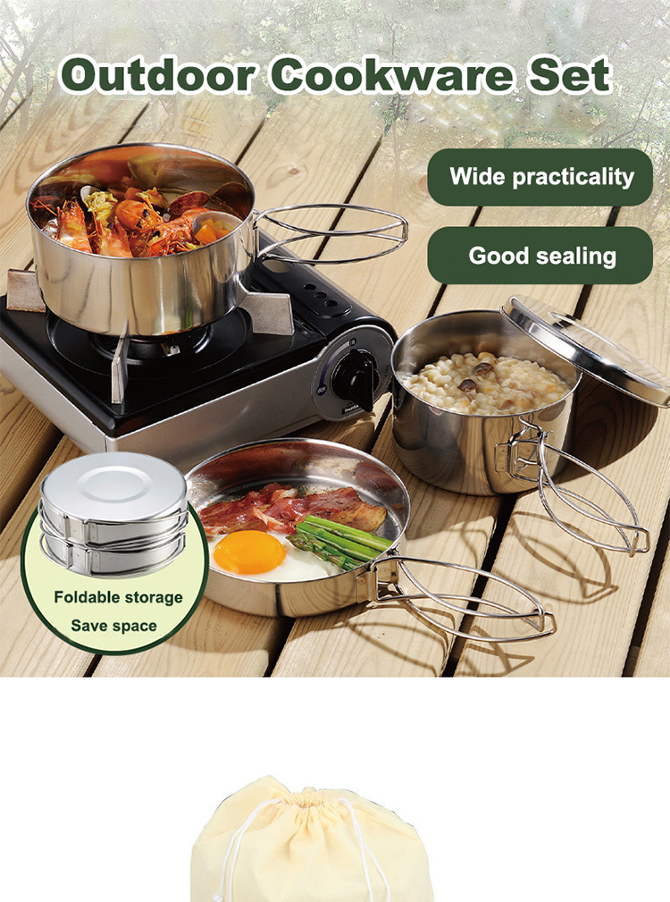 Lightweight Outdoor Cookware Set Nonstick For Family Hiking