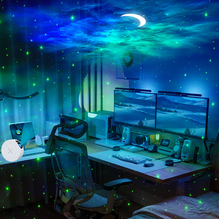 Multiscene ABS Star Moon Projector Lamp , Voice Control Moonlight Starlight Projector