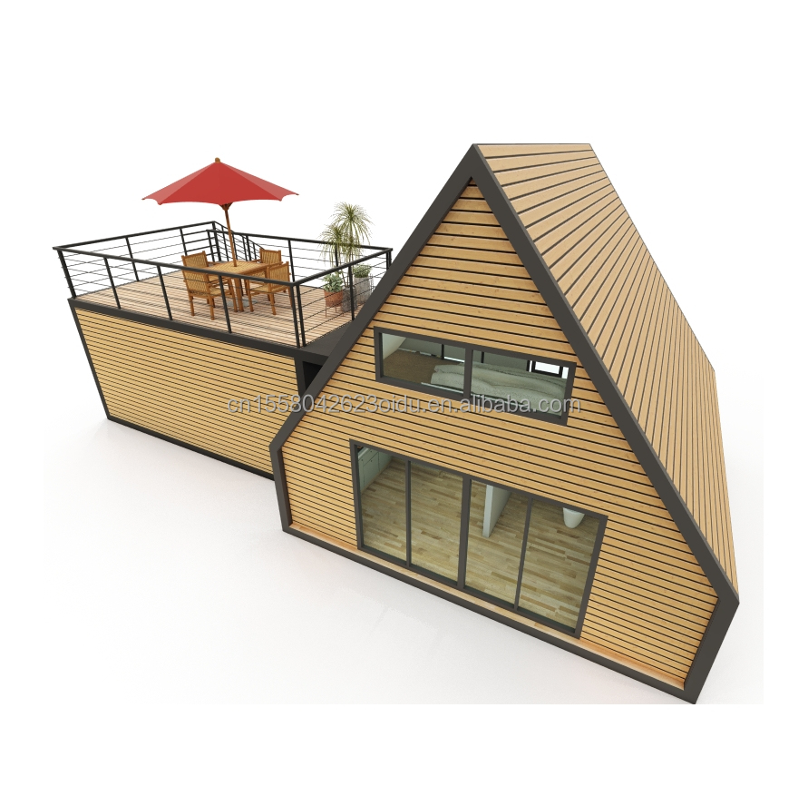 EU Modern Triangular Wooden Steel Structure House for Hotel or Carport Main Structure of Galvanized Steel Square Tubes