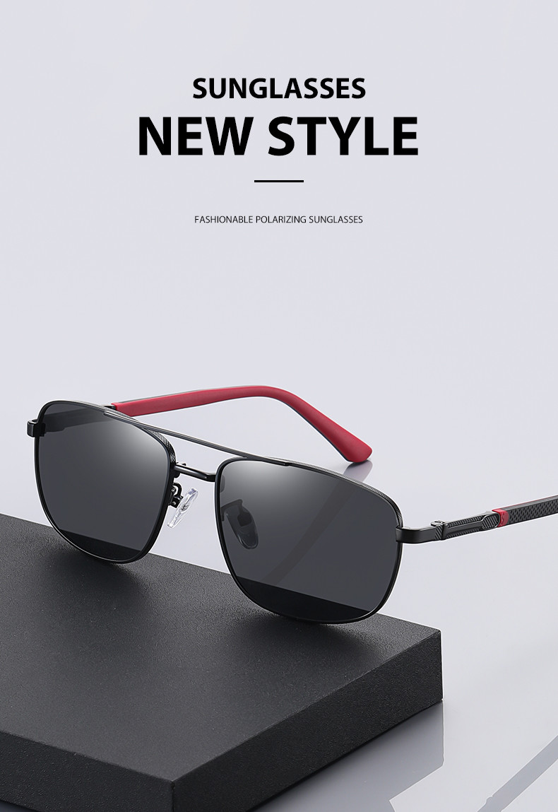 Classic Retro Rectangular Metal Sunglasses Polarized Shatterproof