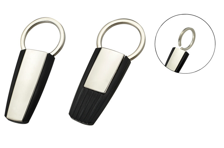 ABS Plastic Pull Apart Key Holder Trapezoid Metal Logo Keychain Silver Electroplating