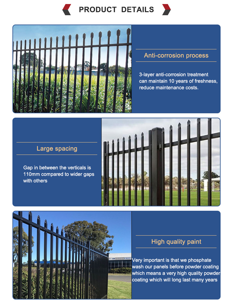 Black Tubular Steel 6 Aluminum Fence Ornamental Residential