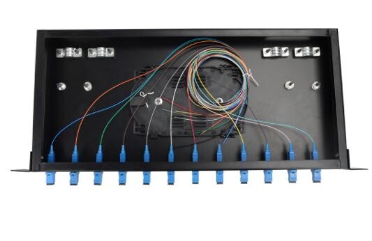 19'' 1u fiber patch panel , FTTH Fiber Optic Distribution Panel 12 Ports