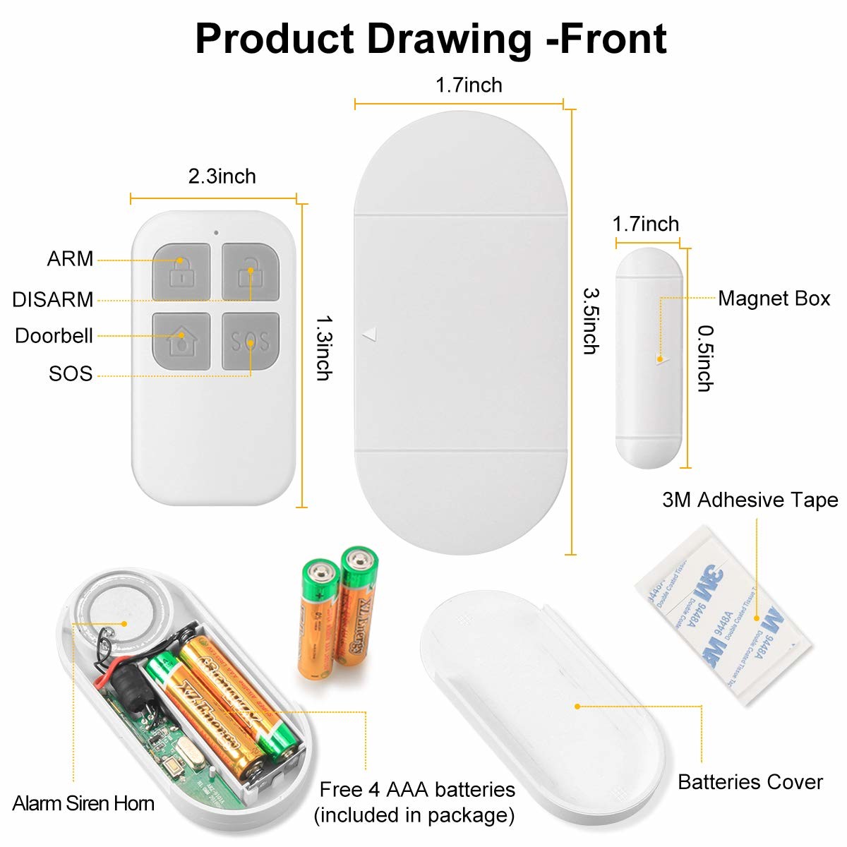 OEM ODM Anti Theft Door Security System , Magnetic Sensor For Door Alarm