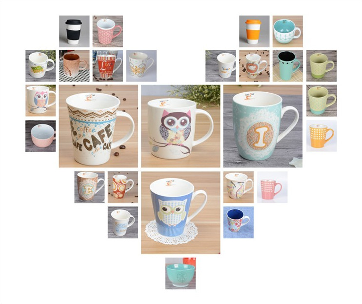 Square 350ml simple insulated ceramic travel mug with spoon