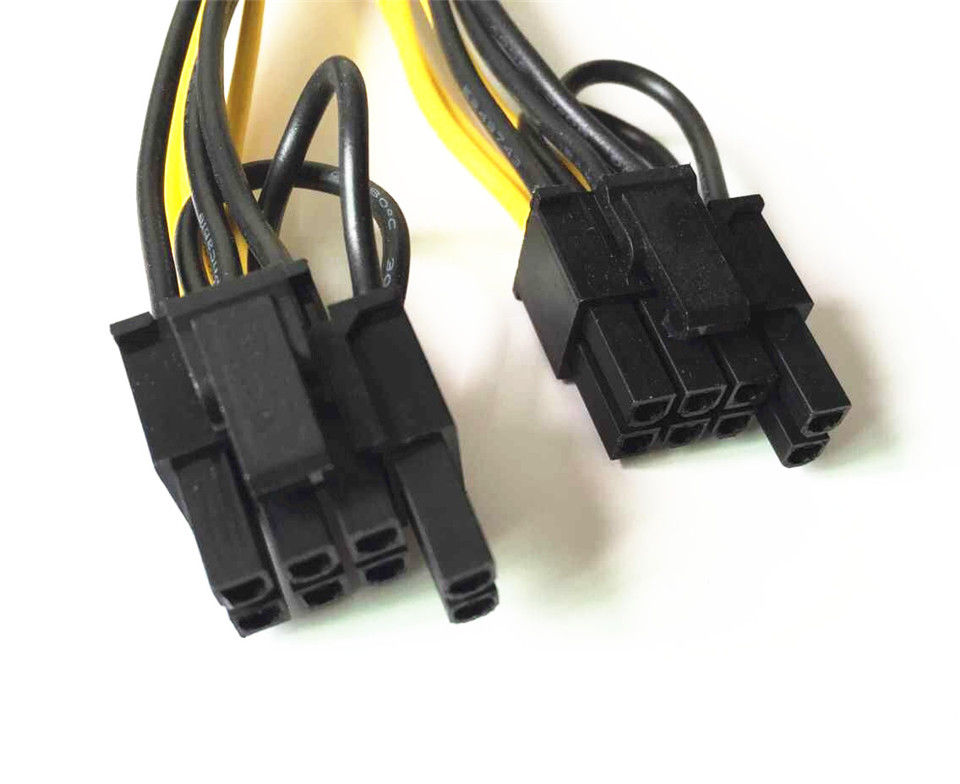 18AWG Pure copper PCIE 8 Pin female to 2x 8 Pin ( 6+2pin ) male cable GPU Power Extension Cable connector 8pin 20cm