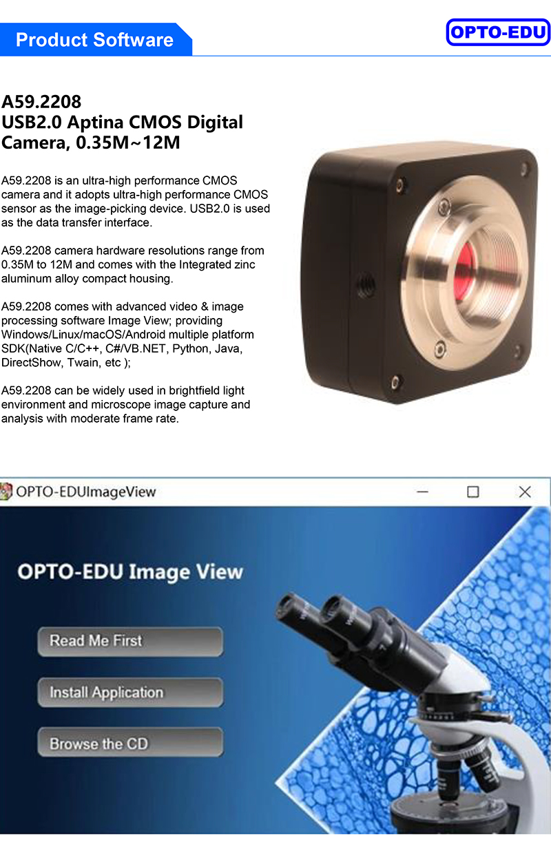 A59.2208 Microscope Accessories Usb 2.0 Cmos Digital Camera 0.35m~12m