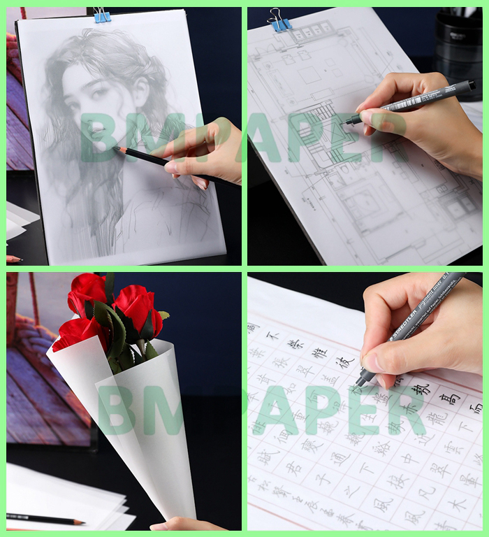 95gsm 150gsm Translucent White Tracing Paper For CAD Drawing 22 x 28 inches