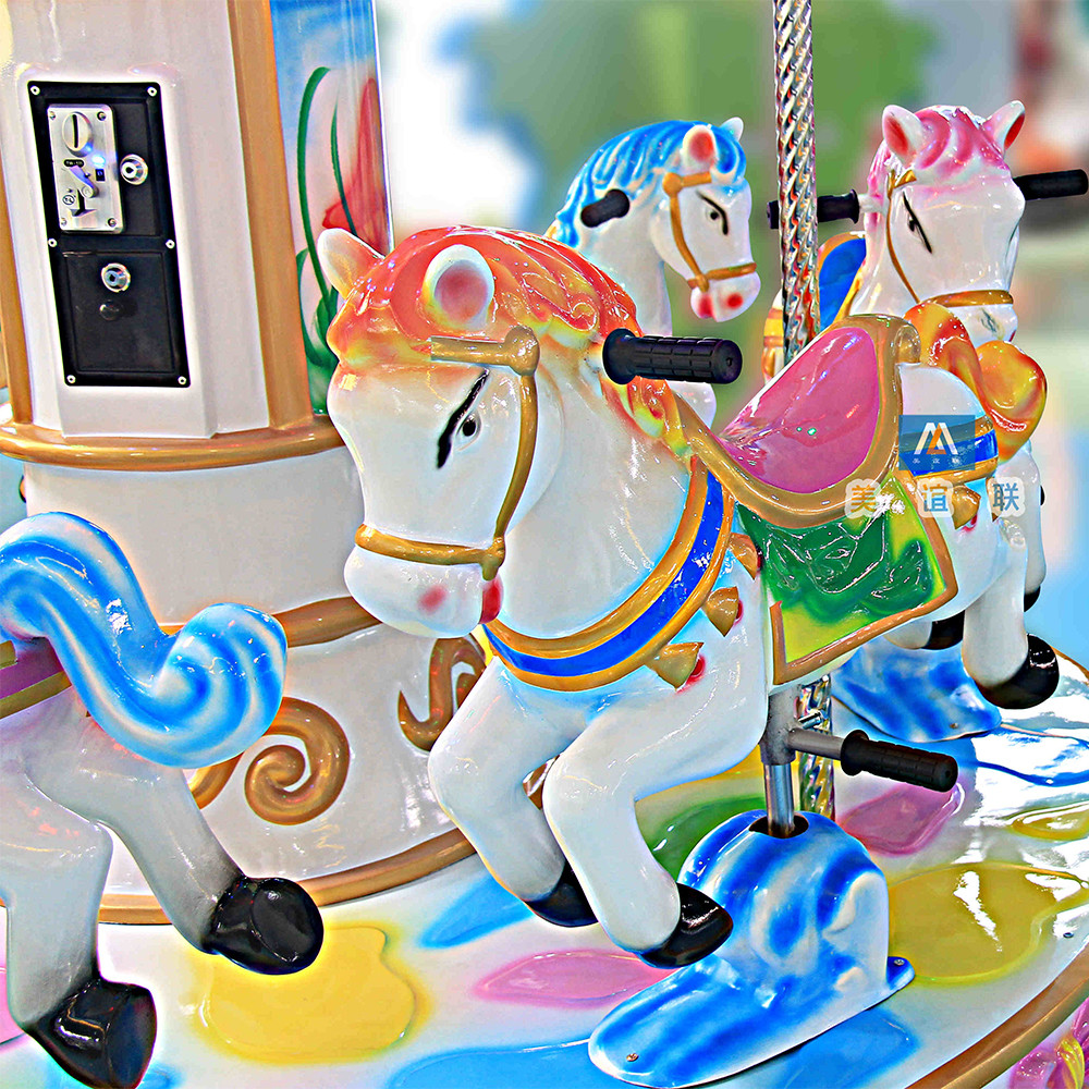 Rotating Coin Operated Carousel / Children Entertainment Park Carousel Games