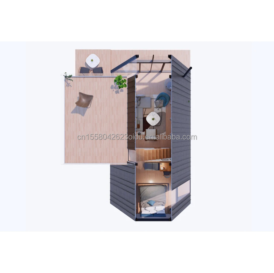 Outdoor Hotel or Living Aluminum Alloy Windows Triangular Roof Prefabricated Steel Container House with Customized Color