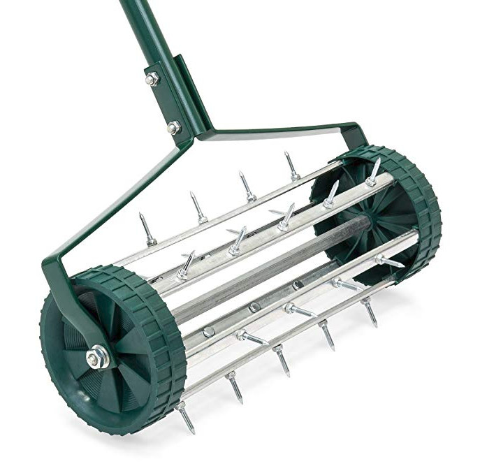 Professional Manual Rolling Spike Lawn Aerator Stable 6" Roller Diameter