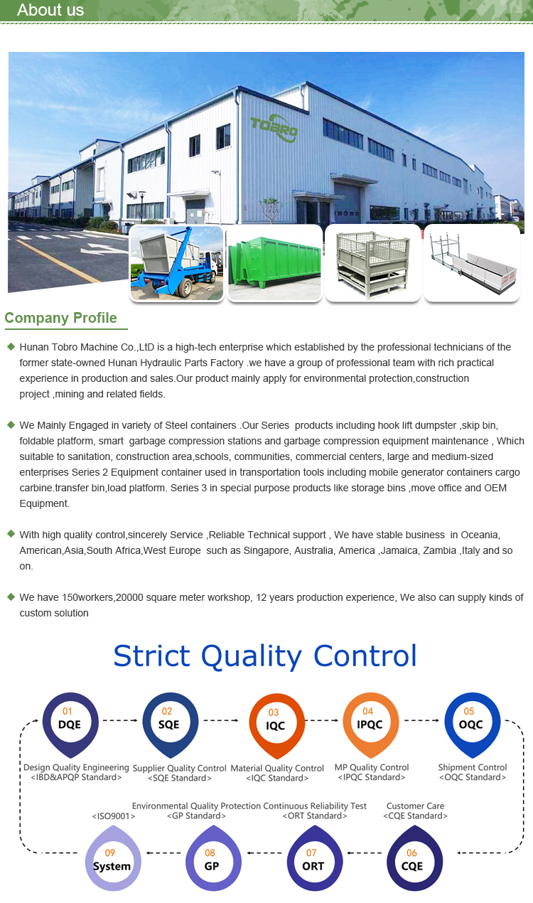 Multi Purpose Hook Lift Container Fireproof Weatherproof EU Waste Directive Compliant