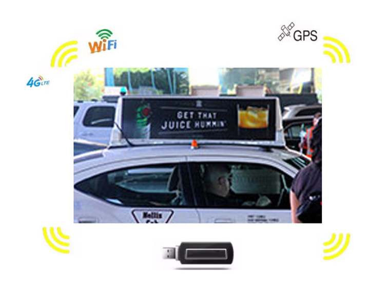 1920hz Refresh Rate 4G GPS P3 HD Taxi Top LED Display