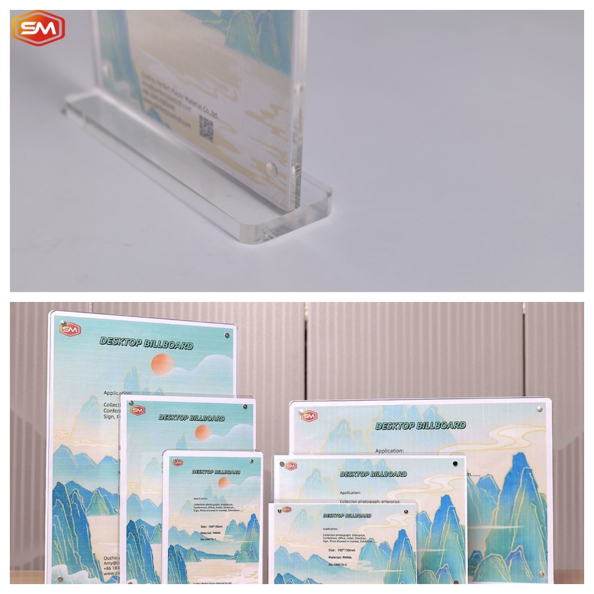Vertical Design 10x15cm T Shape Acrylic Sign Holder