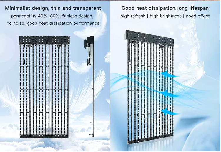 9300k Waterproof Glass Led Mesh Screen Wall High Brightness for Advertising