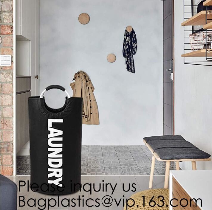 Fabric Anti-Mold Plastic Board Extra-Large Size Laundry Hamper With Laundry Bag,600D Oxford White Easycare Double Bag La