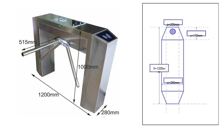 Half Height ESD Turnstile Access Control Double Direction LCD Tester Display