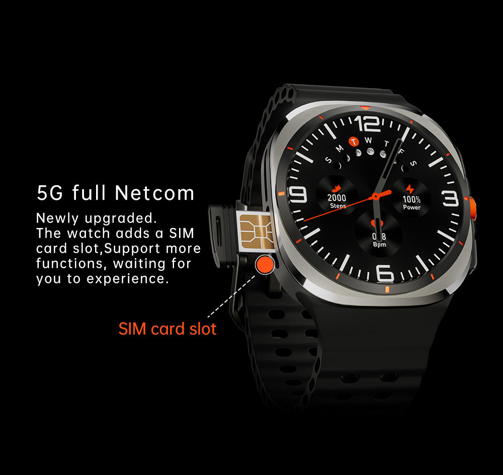 U8 Ultra AMOLED Android 9.0 Smart Watch Men 4G 5G SIM Card WiFi GPS Compass 32GB Smartwatch Rotating Camera Sports Watch 7 Ultra