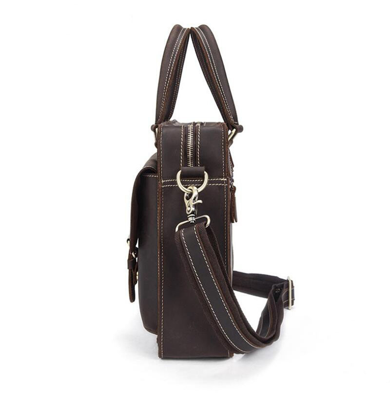 Fashion Mens Office Laptop Bag Vintage Cow Leather Business Handbag Men'S Briefcase