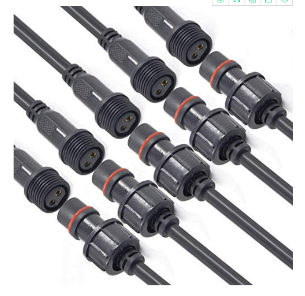 2Pin Waterproof LED Connector IP65 20cm 16AWG Wire Male / Female