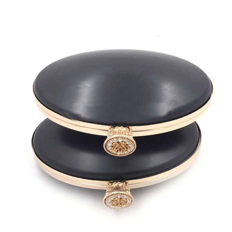 Hot sale 21.7 cm ball shape shiny gold box shell purse metal frame for handbag