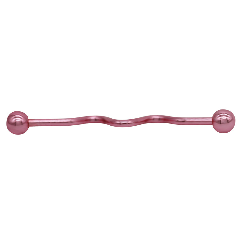 Stainless Electrophoresis Pink Industrial Piercing Jewelry For Guys