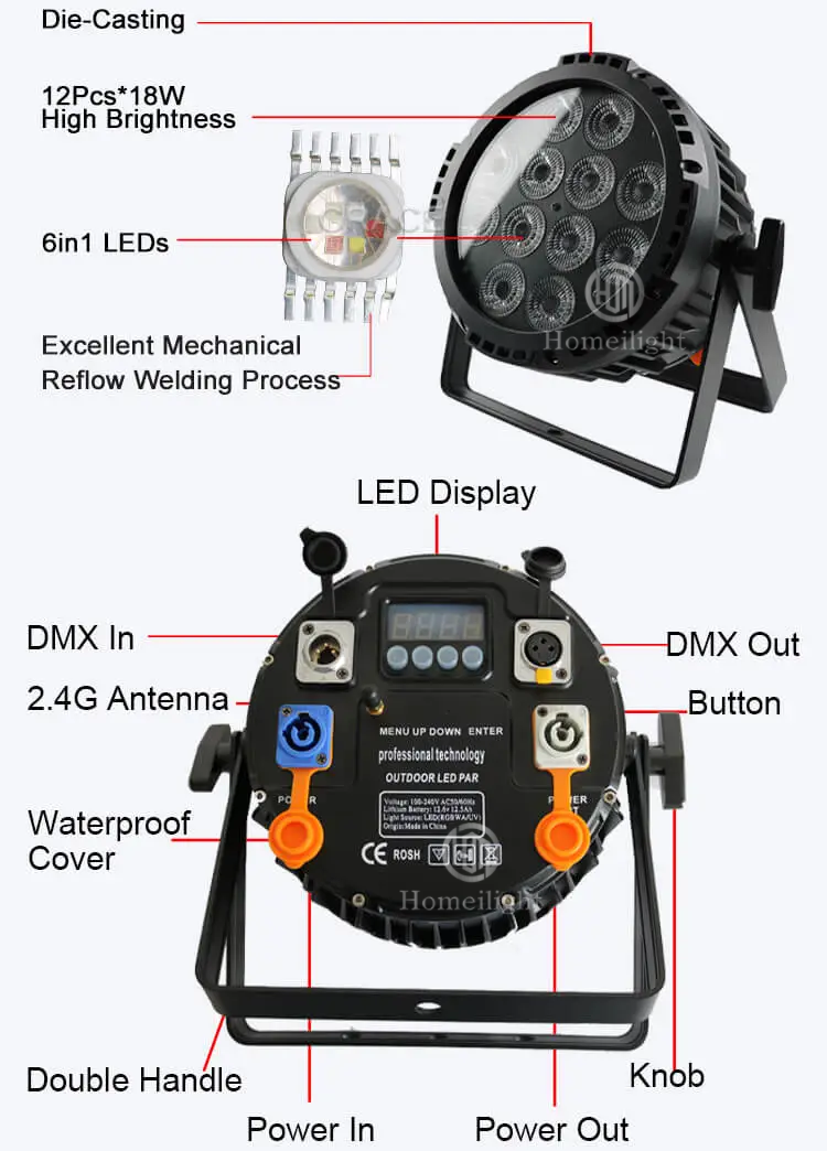18x12w RGBW 4in1 LED Battery Par light Waterproof Par LED Light For DJ Wedding Disco