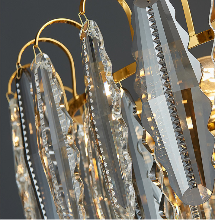 Customised Crystal Smoke Grey Pendant Light Rustproof For Senior Club