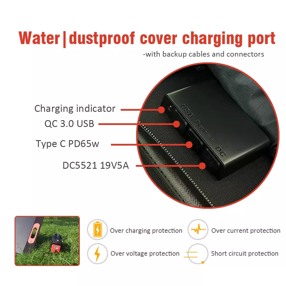 Portable 100w 80w 60W Foldable Solar Panel Waterproof Customized For RV Camping