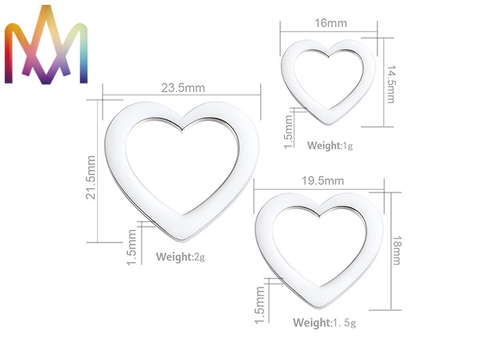 1.5MM Thickness Three Piece Set Hollow Heart Pendant For Bracelet