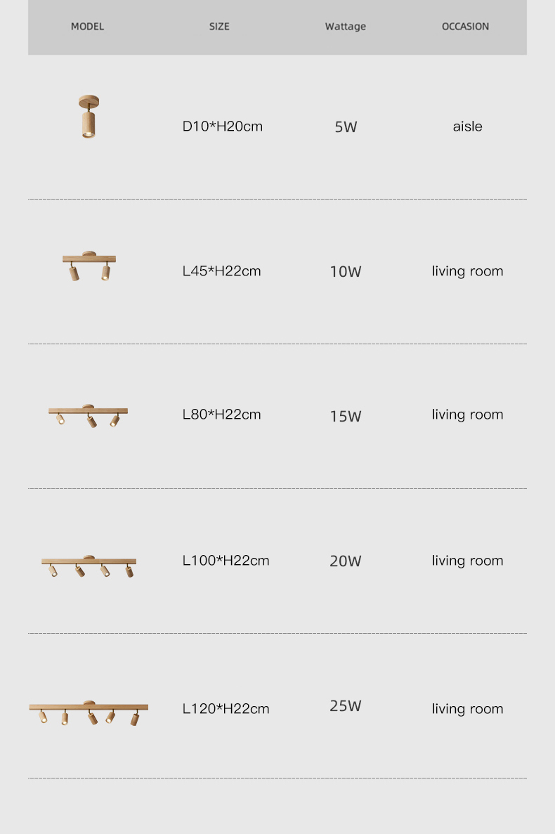 Wood Led Ceiling Lamp With Spot Lights For Living Room Bedroom Corridor Home track lighting(WH-WA-46)