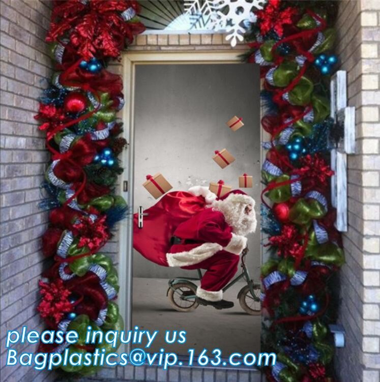 Promotional custom printing plastic door cover PE christmas door/window/wall covers door poster,indoor & outdoor door po