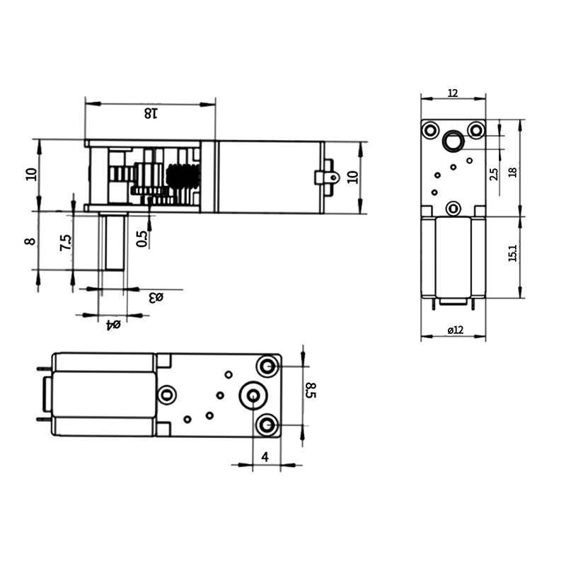 JGY-N20 Micro DC Gear Motors 12v Self Lock Low Noise Metal Worm Gearbox Motor