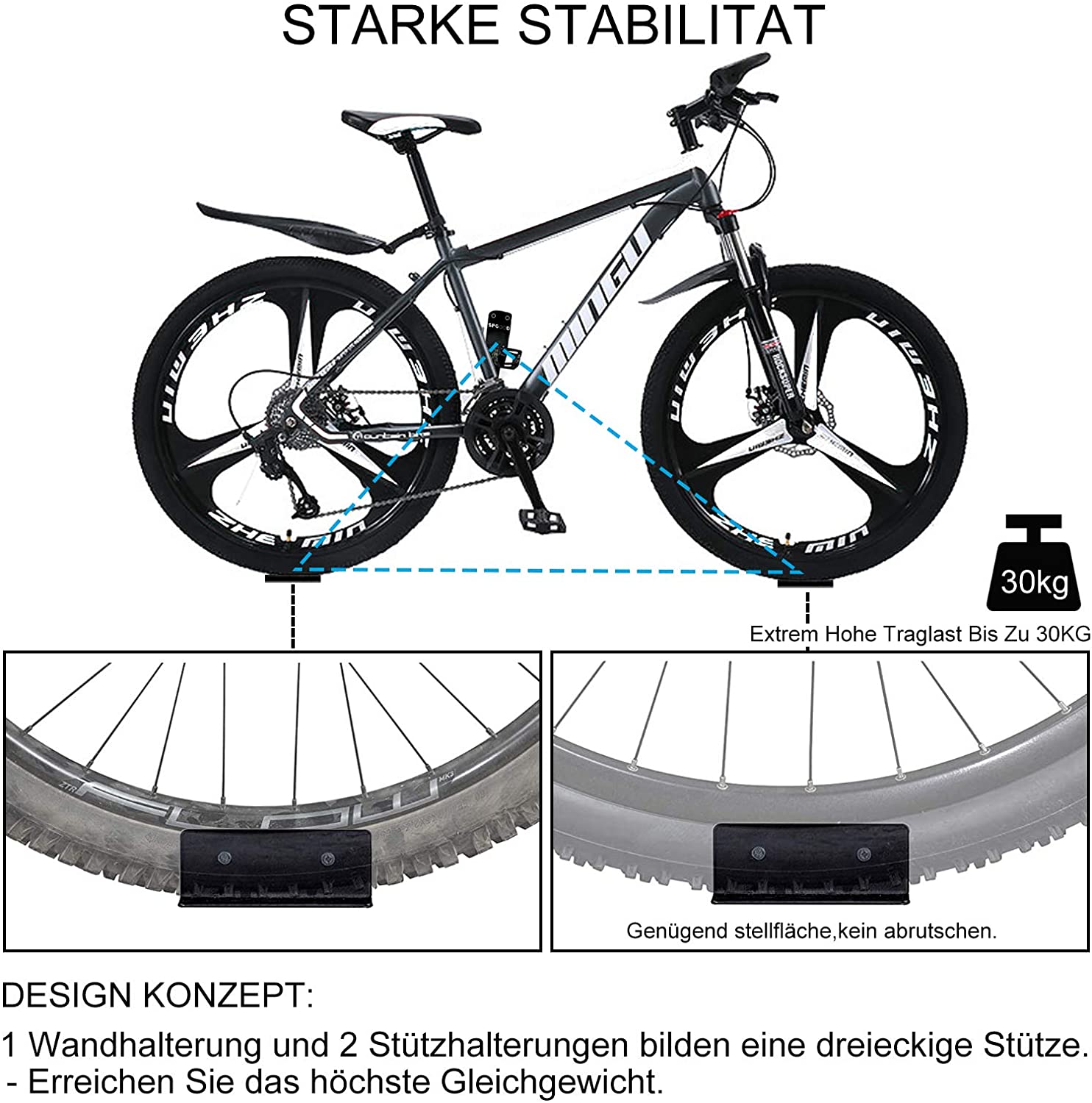 Standard Heavy Duty Solid Steel Wall Mounted Bike Pedal Hanger with Power Coated