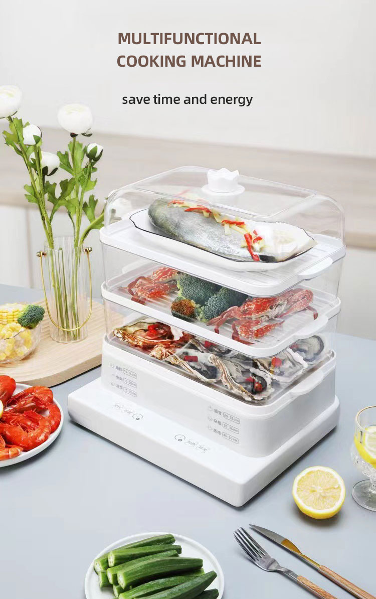 Multifunctional Large Capacity 3 Layer Cooking Steamer Pot Electric Food steamer Pot With Visualization lid
