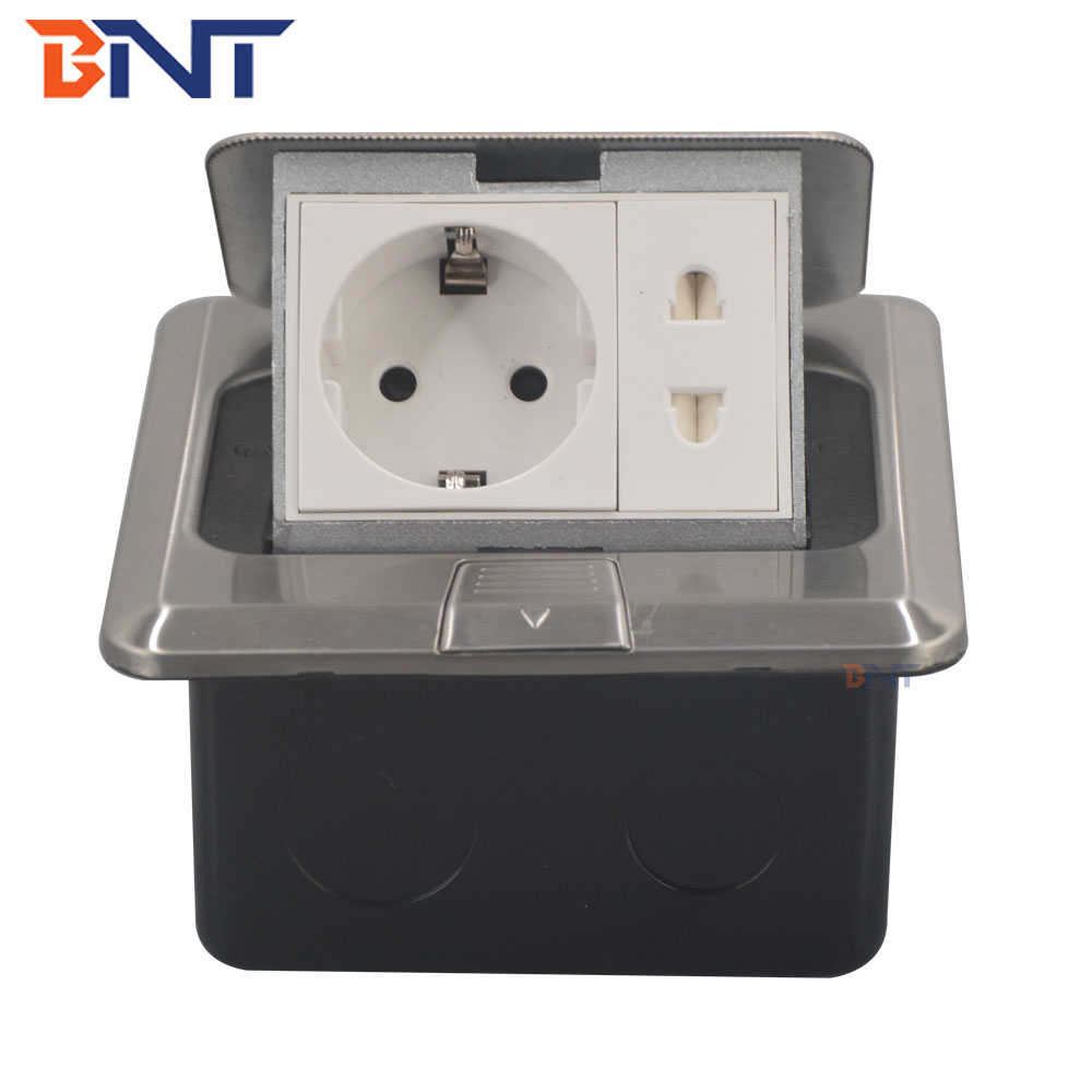 Stainless steel floor mounted pop up EU power socket box