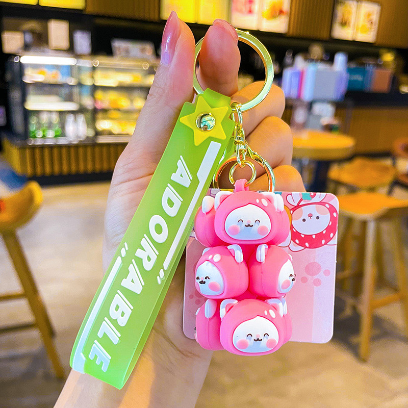 2 Pcs Black White Panda And Pink Pig Keychain Charms For Women Kids Kawaii Backpack Accessories
