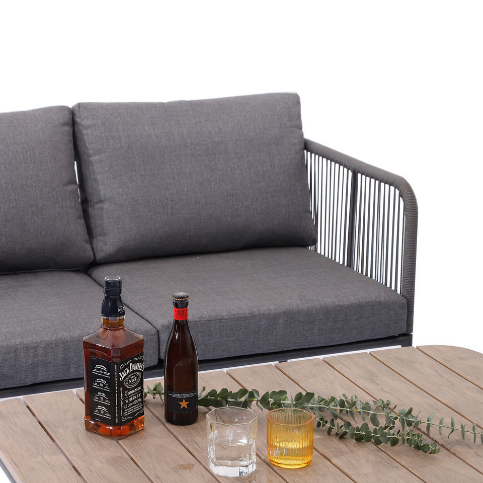 Outdoor Conversation Bistro Set, Courtyard Balcony Hollow Weaving Open Wicker Garden Rattan Furniture Sofa Set