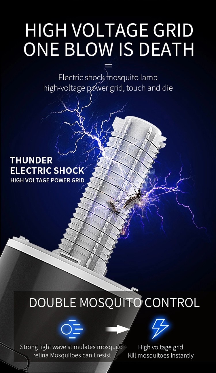2 in 1 electric LED USB mosquito killer lamp for camping bug zapper rechargeable