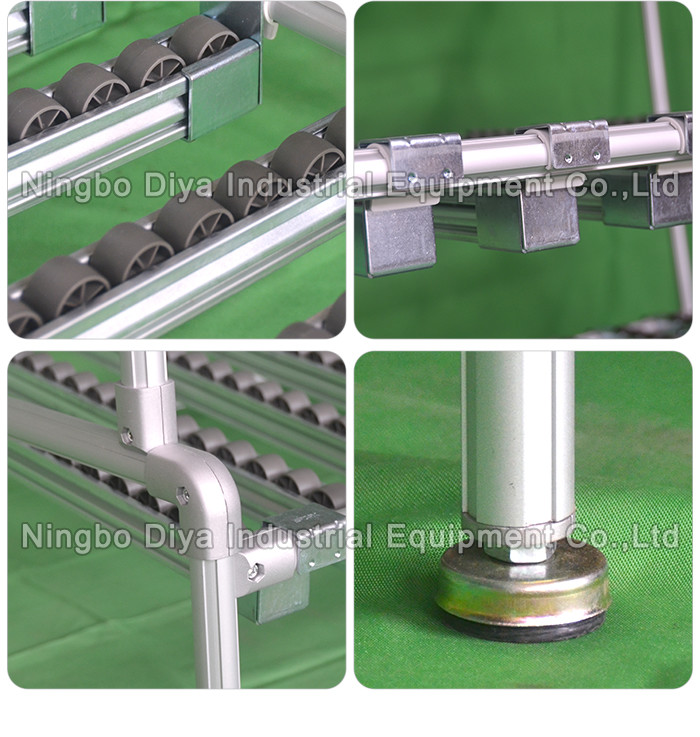 Aluminum Alloy Sliding Roller Track , Flat Type The Shelf Storage Rack