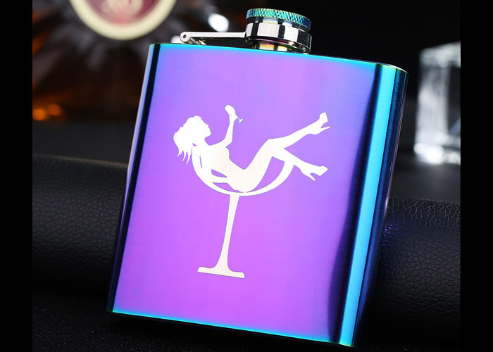 Colorful Stainless Steel Wine Bottle Womens Hip Flask Western Style