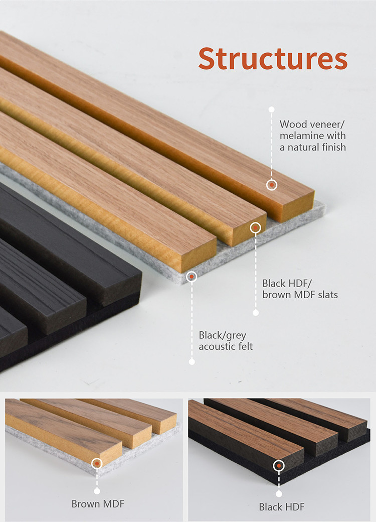 Fire Retardant Veneer Wood Slat Acoustic Wood Panel Superior Sound Absorption
